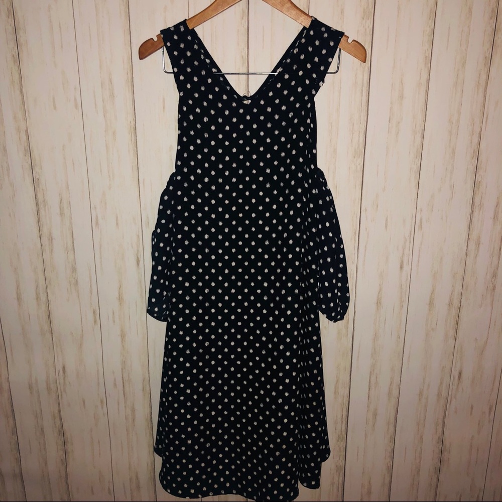 Decree black polka dot dress Large, button back
